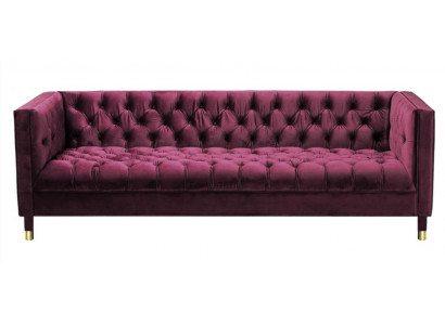 Burgundowa Trzyosobowa Materiałowa Sofa Do Salonu Podkładka Sofa Chesterfield Nowość