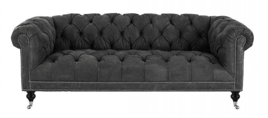 Brązowa Trzyosobowa Sofa Chesterfield Nowoczesny Design Skóra Sofa Design Meble Aksamit Materiał