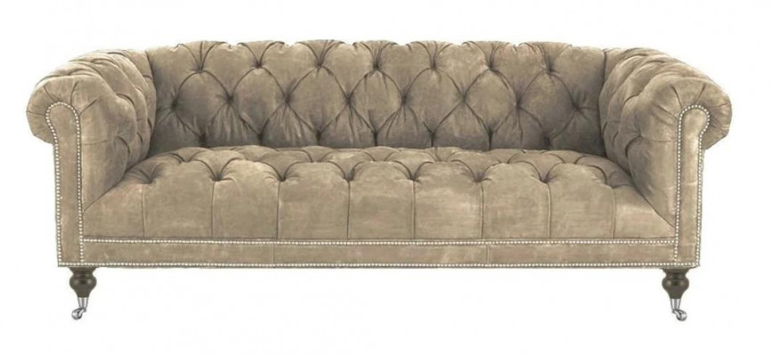 Brązowa Trzyosobowa Sofa Chesterfield Nowoczesny Design Skóra Sofa Design Meble Aksamit Materiał