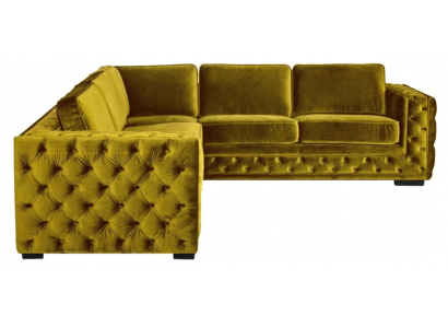 Chesterfield Aksamit Narożnikowa kanapa Sofa Kanapa Podkładka Zestaw narożny Sofy do salonu Żółta