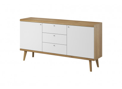 Nowoczesne Drewno XXL Niskie Kredens 107cm Deski Kredens Szafka Salonowa Komody