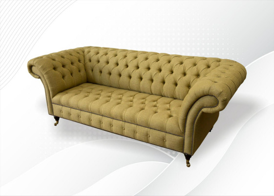 Chesterfield 3 miejsce do siedzenia Żółty Living Room Design Kanapy Podkładka Sofa Sofy Włókiennicze