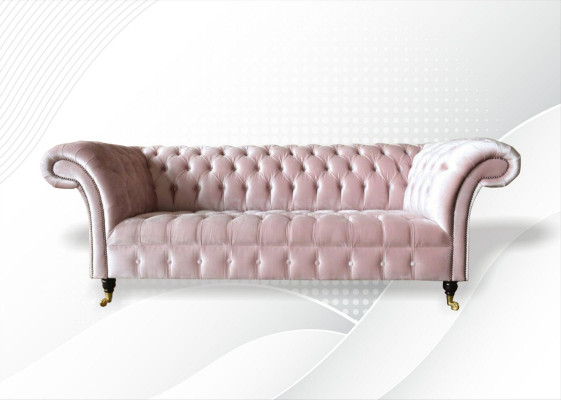 Chesterfield 3-osobowa jasnoróżowa kanapa Creative Meble Nowa sofa do salonu o nowoczesnym designie