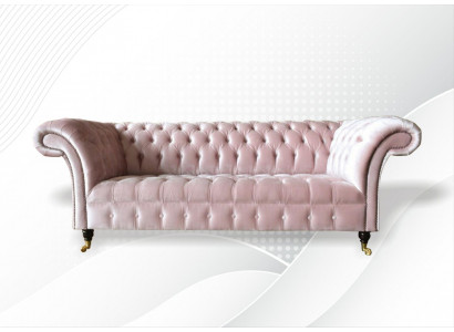 Chesterfield 3-osobowa jasnoróżowa kanapa Creative Meble Nowa sofa do salonu o nowoczesnym designie