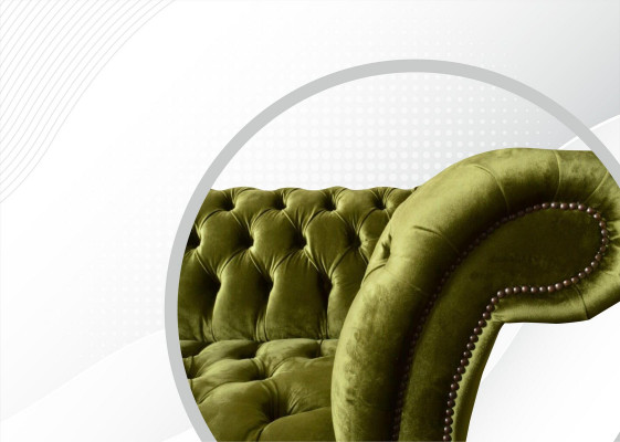 Kanapy Trzyosobowe Chesterfield Green do salonu Podkładka Sofa Włókienniczy Nowość