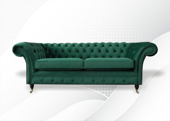 Chesterfield 3 miejsce do siedzenia Zielony Salon Nowoczesny Design Kanapy Sofa Oryginalna Włókienniczy