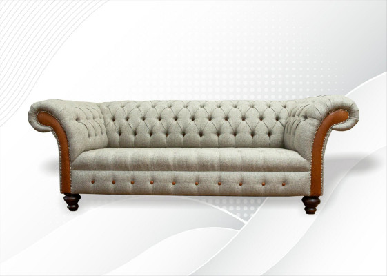 Chesterfield 3 miejsce do siedzenia Beżowy Living Room Design Kanapy Podkładka Sofa Sofy Włókienniczy