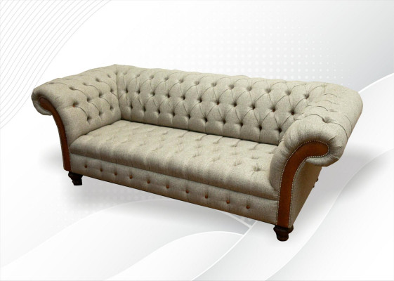 Chesterfield 3 miejsce do siedzenia Beżowy Living Room Design Kanapy Podkładka Sofa Sofy Włókienniczy