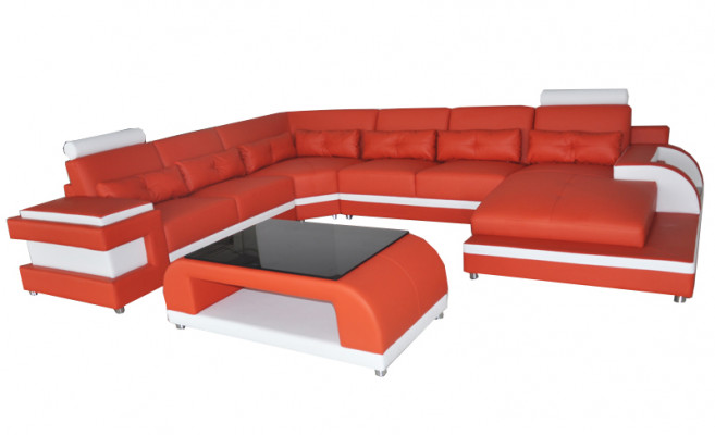 Luksusowa Podkładka Siedziba Skóra Narożnik Couch z USB Sofa Wohn Meble Landscape Ustawić