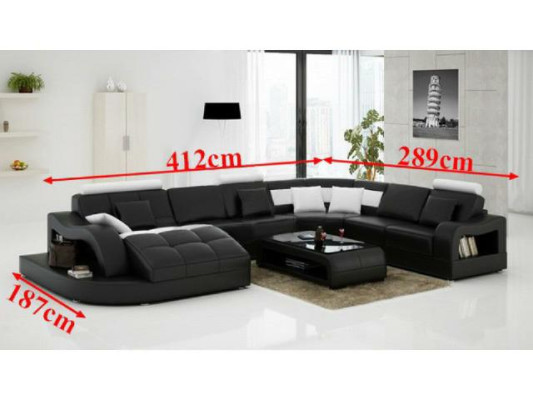 Projektant Narożnikowa kanapa z rozkładaną kanapą Żywy krajobraz skórzana sofa w kształcie litery U z USB
