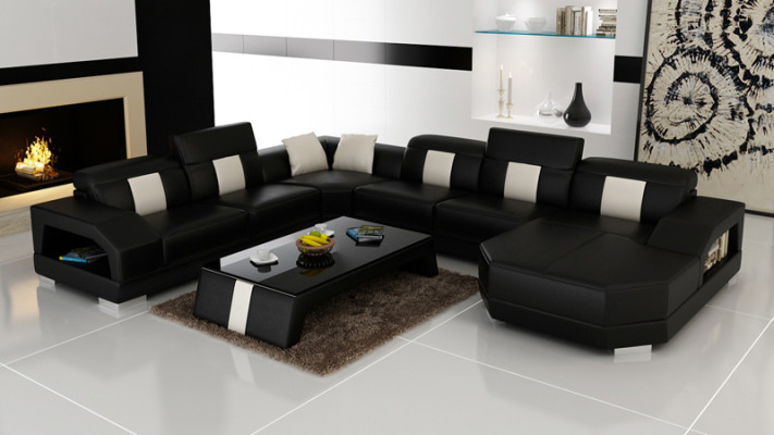 Sofa skórzana kanapa Żywy krajobraz Narożnik kanapa Narożnik Ustaw Design Sofa Nowoczesna R7003 Nowość