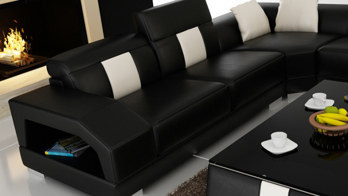 Sofa skórzana kanapa Żywy krajobraz Narożnik kanapa Narożnik Ustaw Design Sofa Nowoczesna R7003 Nowość
