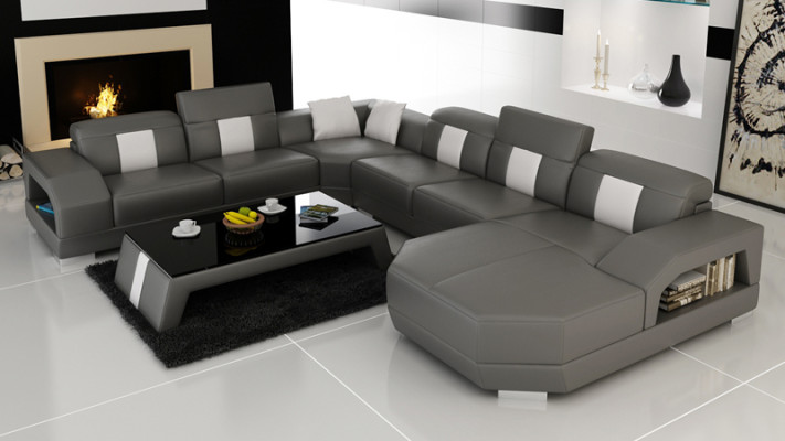 Sofa skórzana kanapa Żywy krajobraz Narożnik kanapa Narożnik Ustaw Design Sofa Nowoczesna R7003 Nowość