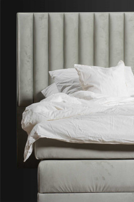 Zestaw Sypialnia Łóżko Stolik nocny 3 szt. Design Nowoczesne Luksusowe łóżka Szare