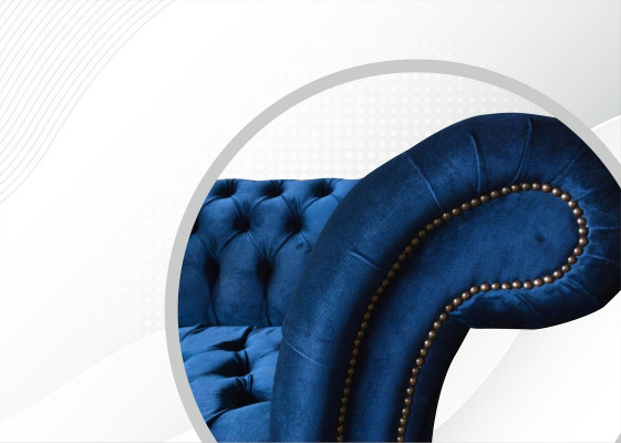 Chesterfield 3 miejsce do siedzenia Blue Design Kanapy Podkładka Sofy Aksamit Materiał Włókienniczy Luxury