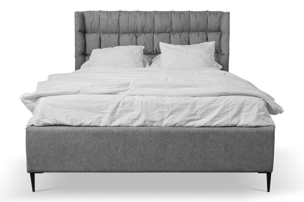 Szare Podwójne łóżko Klasyczne meble do sypialni Design Elegancki materiał Łóżko