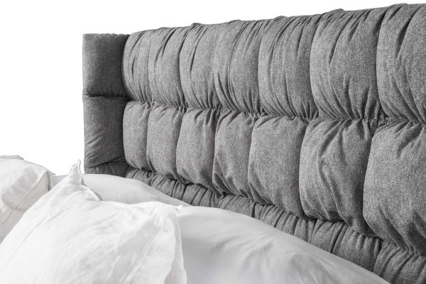 Szare Podwójne łóżko Klasyczne meble do sypialni Design Elegancki materiał Łóżko
