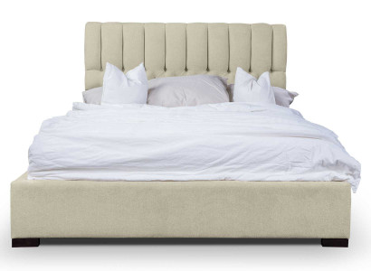 Łóżko Beige Podwójne łóżko Drewno Modern bed Luxury Material Łóżko Sypialnia