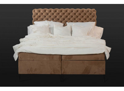 Włókiennicze Łóżko brązowe luksusowe podwójne łóżko Chesterfield Sypialnia design