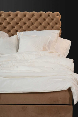 Włókiennicze Łóżko brązowe luksusowe podwójne łóżko Chesterfield Sypialnia design