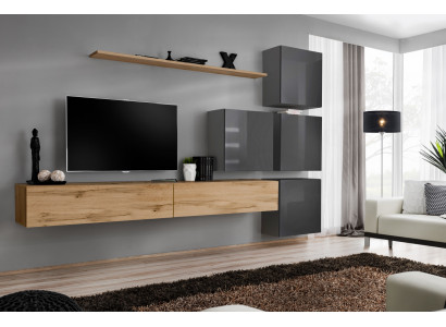 Luksusowy Drewno Ustawić stojak TV Drewno salon Jednostka ścienna Ściana Półka Design