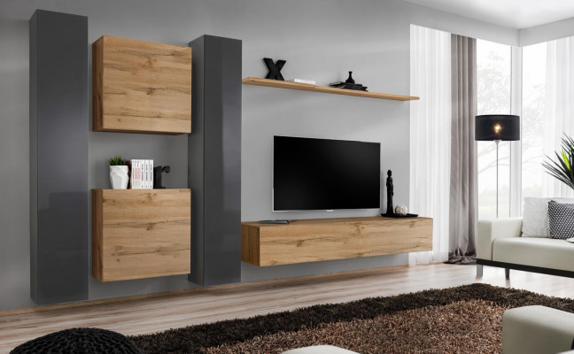 Braun Jednostka Ścienna Designerski Kredens Nowoczesny stojak TV Pokój dzienny półka ścienna