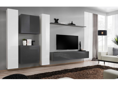Szara szafka ścienna do salonu Ściana Półka Design Ściana Szafa Nowoczesne meble