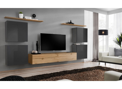 Luksusowa jednostka ścienna Kompletny 7-częściowy designerski półka ścienna do salonu brązowy stojak na telewizor