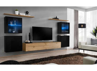Salon 4x Ściana Szafa Jednostka ścienna Szafka RTV Nowoczesny Design Zestaw 7szt Nowość