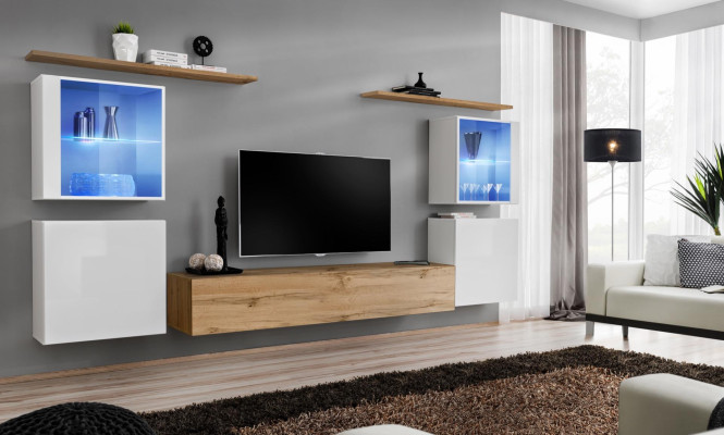 Kompletny brązowy stojak pod telewizor 4 sztuki designerskie meble do salonu Ściana półki Meble