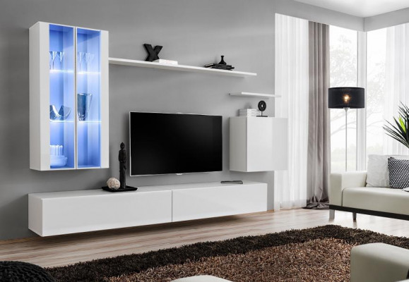 Jednostka ścienna 7szt 2x Szafa Wisząca Design Meble Salon Styl Nowoczesny Stojak TV