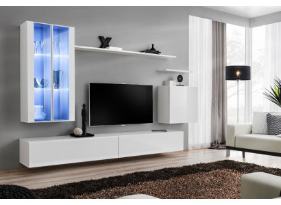 Jednostka ścienna 7szt 2x Szafa Wisząca Design Meble Salon Styl Nowoczesny Stojak TV