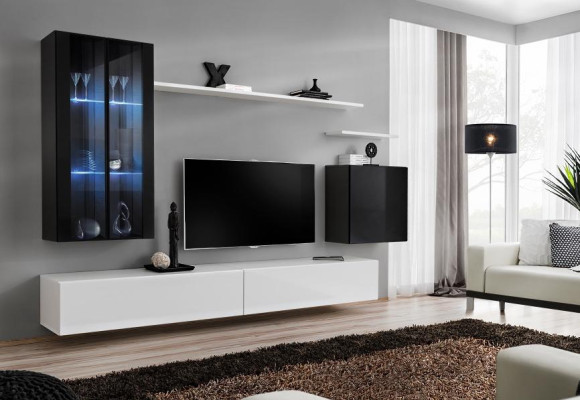 Komplet do salonu 7 sztuk do salonu Meble Jednostka ścienna Drewno Umeblowanie Nowe