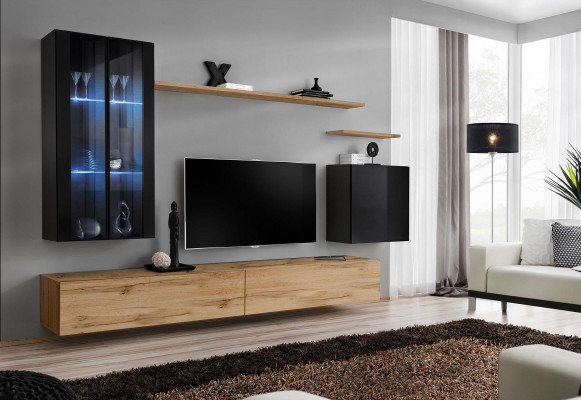 Jednostka ścienna wisząca Szafka wisząca Gablota designerska, stojak na meble TV, półki nowoczesne