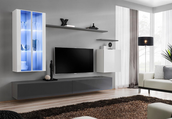 Szare Meble Meble do Salonu Designerskie Meble Drewniane Luksusowy Styl Szafa Wisząca