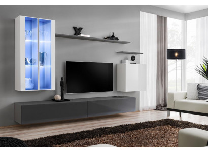 Szare Meble Meble do Salonu Designerskie Meble Drewniane Luksusowy Styl Szafa Wisząca
