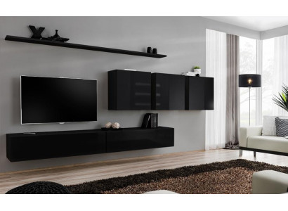 Czarny Jednostka Ścienna Meble do Salonu Nowoczesny Designerski Kredens Projektant Szafek Ściennych