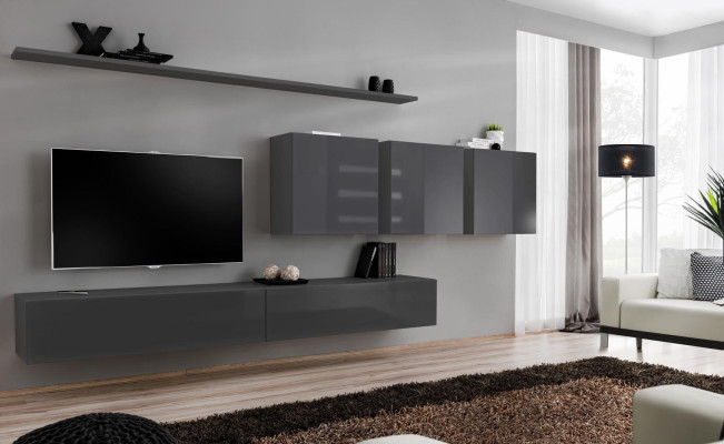 Nowoczesna Szara Jednostka Ścienna Designerska Szafka Pod TV Drewniana Szafka Szafka Wisząca