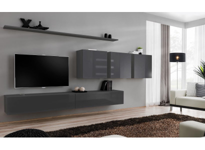 Nowoczesna Szara Jednostka Ścienna Designerska Szafka Pod TV Drewniana Szafka Szafka Wisząca