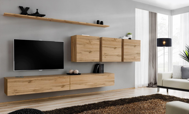 Jednostka ścienna Szafka Wisząca do Salonu Szafa Kredens Designerskie Meble Drewniane Brąz
