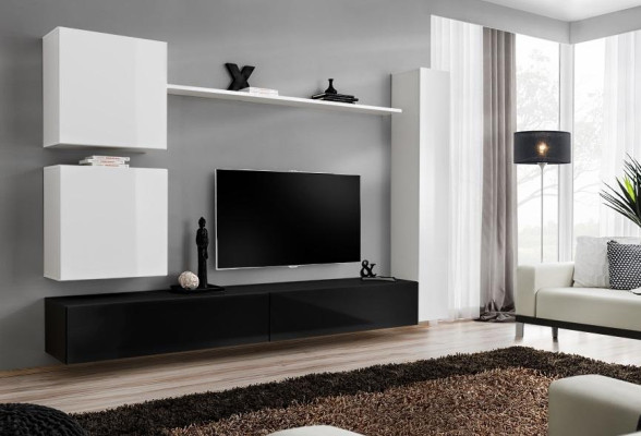 Design Jednostka ścienna Kredens 3x Szafa stojak Zestaw TV 6-częściowy Designerski styl mebli drewnianych