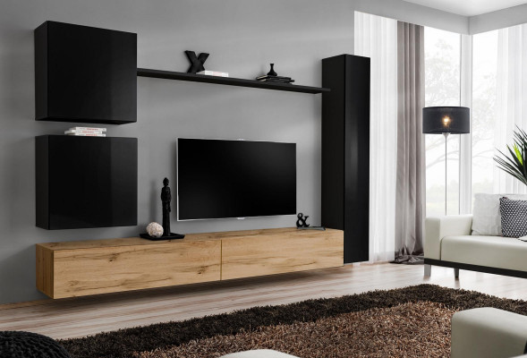Luksusowe meble do salonu Jednostka ścienna Czarny szafka ścienna drewniane meble w stylu designu