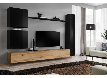 Luksusowe meble do salonu Jednostka ścienna Czarny szafka ścienna drewniane meble w stylu designu
