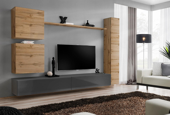 Designerskie meble brązowe 3x szafka ścienna meble drewniane luksusowy zestaw stojak TV