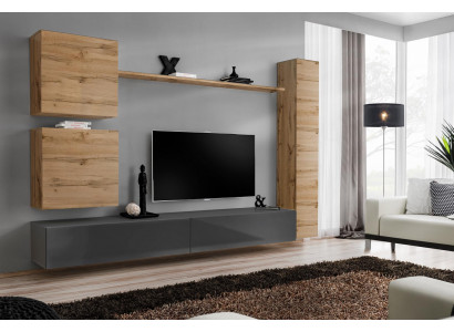 Designerskie meble brązowe 3x szafka ścienna meble drewniane luksusowy zestaw stojak TV