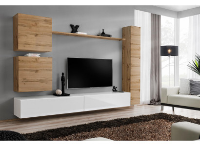 Meble do salonu Jednostka ścienna designerska Ściana Półka stojak Kredens TV Meble drewniane