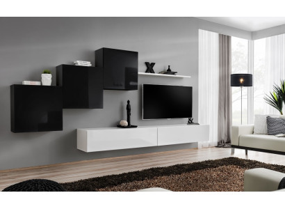 Kompletny designerski salon 3x szafki wiszące Biały kredens 6 sztuk. Jednostka ścienna Nowy