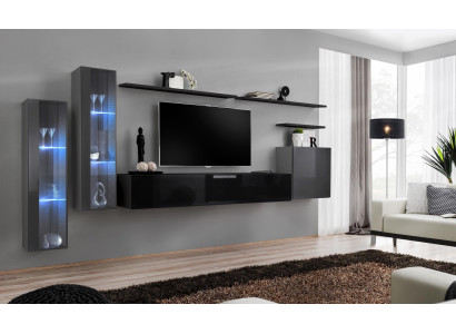 Projektant Czarny Jednostka Ścienna Kredens Szafka Wisząca stojak TV Luxury Ustaw