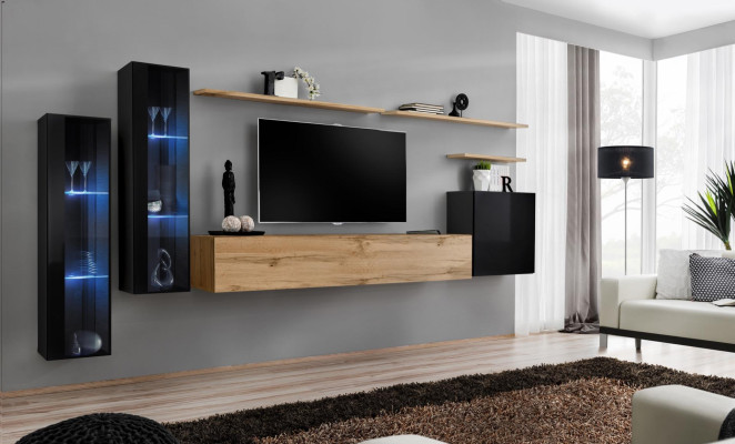 Jednostka ścienna Brown kredens szafka ścienna designerski mebel do salonu stojak TV