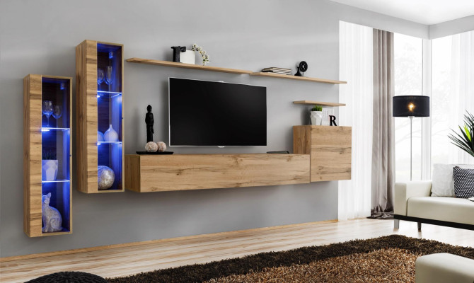 Meble do salonu Ustawić zestaw 7 sztuk luksusowe Meble designerska szafka wisząca półka ścienna